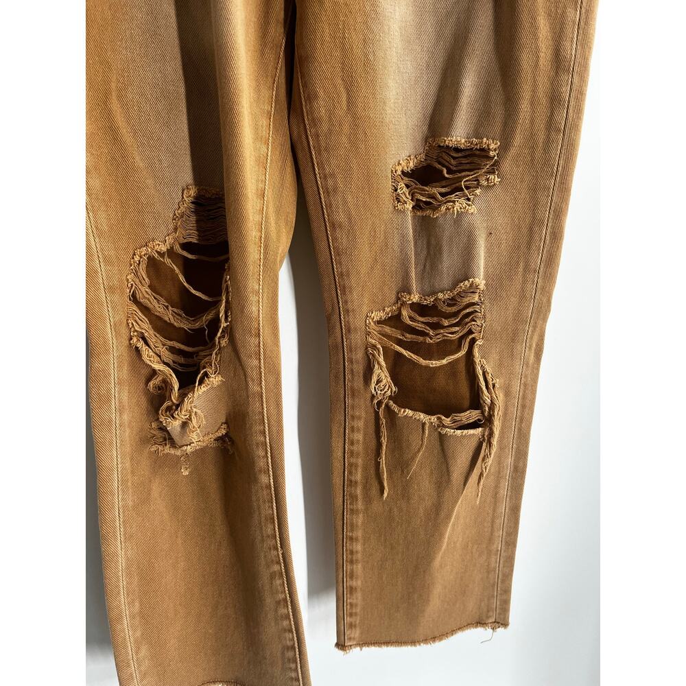 Vervet By Flying Monkey - Coco Straight Cropped Jeans Tan Distressed Women’s 24 - Picture 9 of 13